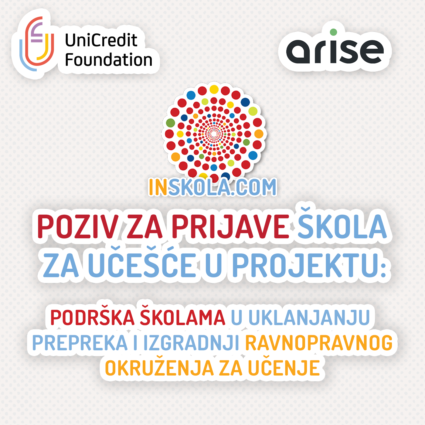 Poziv za prijave škola za učešće u projektu